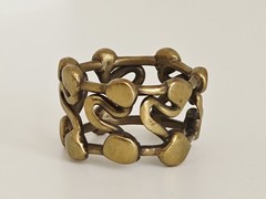 VTG Brutalist Modernist Brass Abstract Drippy Free Form Wide Band Ring 6 1/2