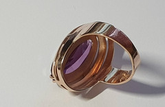 Beautiful USSR Vintage Original 583/ 14K Rose Gold amethyst stone Ring 8.44g