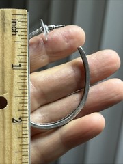 40. Vintage NF 925 Sterling Silver Oval Hoop Scroll Pattern Earrings 50x40mm