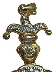 Mid-Century Articulating Rhinestone Jester Pendant Gold-Toned MCM