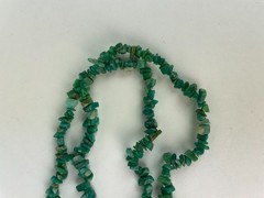 Vtg Green Gemstone Boho Layering Strand necklace faux turquoise? 32 in