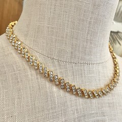 Vintage NWT UNUSED Napier Gold Diamante Crystal Rhinestone Choker Link Necklace