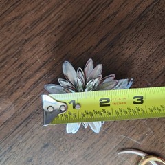 Vintage Mid Century Brooch Lot Silver Gold Tone Flower Dahlia Ribbon Wave Pins