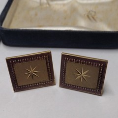 Vintage Sears Bullet Back Silver Gold Oval Rectangle Cufflinks for Men
