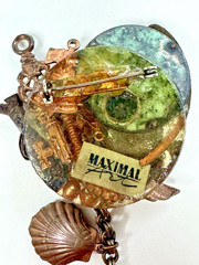 Steampunk Frog Brooch Pin Watch Face Starfish Nautical Dangle Bronze Maximal Art