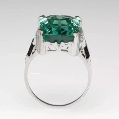 22.65 CT elongated Emerald cut blue tourmaline cocktail Party Engagement Ring