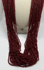 Vintage Red Beaded 26in Necklace Costume Jewelry Multi Strand Estate Statement