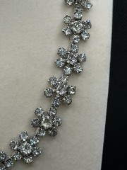 Vtg. Kramer Rhinestone Choker Floral Necklace Mid-Century Hollywood Regency