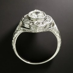 Art Deco Style 1.00Ct Cushion-Cut Lab-Grown Diamond Ring In 14K White Gold FN