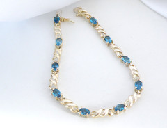 Sterling Silver 925 Natural Heated London Blue Topaz Tennis Bracelet 8″