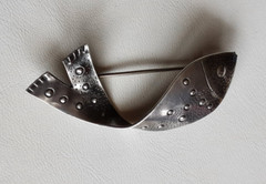 Modernist ~ Anna Halisi ~ Sterling Silver Fish Brooch ~ Georg Jensen Era ~ MCM
