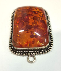 Baltic Amber Resin Pendant Gemstone Silver Plated Metal 2″ Handcrafted Large