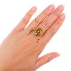sz7.5 Antique 19k gold seed pearl ship’s wheel form nautical statement ring