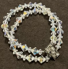 Gorgeous Vtg Set La Roco Crystal Cut Bead 2 Strand Necklace & Bracelet Signed