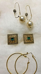 Vintage Earrings Lot Eight Pairs GoldTone Pierced Styles Hearts Hoop Dangle Post