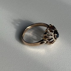 Antique Edwardian 10k Rose Gold HALO Ring Size 8 Ladies STUNNING RARE SETTING