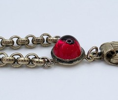 Antique Czech Glass Pendant Necklace Art Nouveau Floral Ivy Cabochon