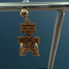 Vintage SIGNED Wheeler WM Co▪️ COPPER Native Kachina Doll Hoop Dancer EARRINGS