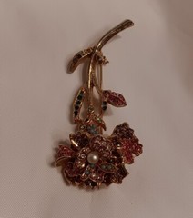 Flower Art Mode Jewelry Creations Brooch Arthur Pepper Carnation Rhinestones