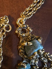 Vintage Mid Century Brutalist Mineral Gemstone Jewelry MCM Statement Necklace