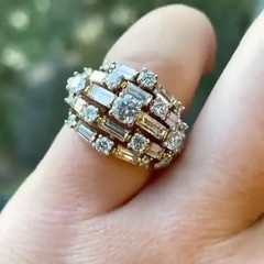 18K Gold Plated 925 Silver Moissanite Baguette Engagement & Anniversary Ring