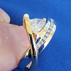 ORIGINAL EARTH MINED Triangle DIAMOND Engagement Ring SOLID 14K GOLD Solitaire 6