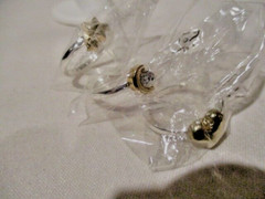 AVON Many Wishes 3 Pc Stackable Ring Set /Silvertone Heart, 2Stars Half Moon 8