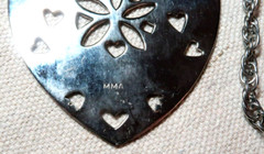 VINTAGE STUNNING SILVER TONE BIG HEART NECKLACE ~ SIGNED: MMA