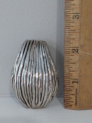 PZ Israel 925 Sterling Silver Ribbed Teardrop Pendant, Vintage Estate Piece
