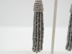 Vtg Sugarfix by Baublebar Signed Silver Tassel Beaded Women Earrings – 67c15
