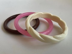 Vintage Bangles LOT 3 bracelet Neapolitan ice cream colors Pink cream chocolate