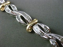 ESTATE 2.0CT BAGUETTE DIAMOND 14KT WHITE & YELLOW GOLD INFINITY TENNIS BRACELET