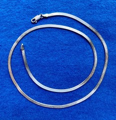 925 Sterling Silver Flat 2.5mm Herringbone Chain 18” Necklace Italy