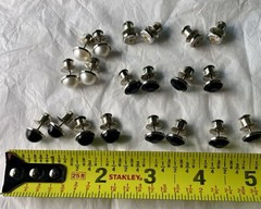Button Earings Lot Onyx Pearl Tones & Daisies Silvertone Metal Push Backings
