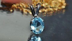 14k white gold pendant 0.80ct aquamarine solitaire charm vintage 0.88gr N3688