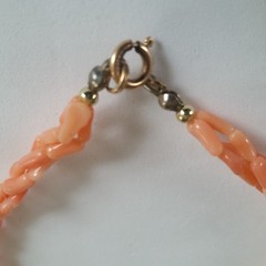 Vintage Salmon Angel Skin Pink Coral 3 Twisted Strands Necklace 23 1/2 Inches