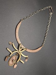Vtg Brutalist Mixed Metals Abstract Bib Collar Choker Handmade Necklace AS IS