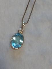 Vintage Ross-Simons 925 Sterling Silver 925 Oval Blue Topaz Pendant Necklace 18″