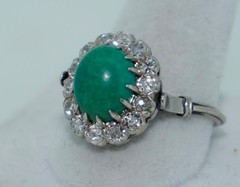 Antique Platinum Turquoise Diamond Halo Ring