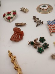 Vintage Jewelry Spoon & Elephant. American Flag. Bumble Bee Brooch. E.T.C.