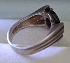 Sterling Silver Black Onyx Ring By Hajj Asymmetrical Setting Designer Signed