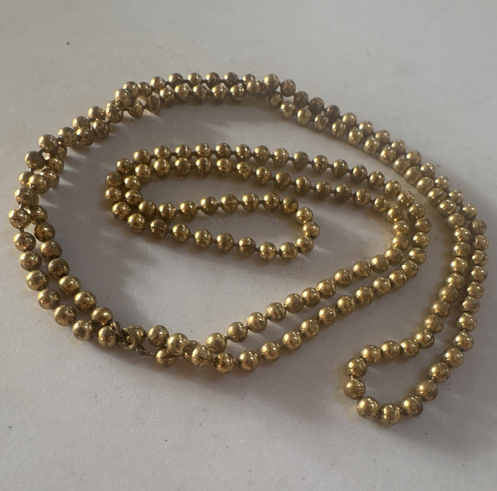 28”, Gold Tone heavy Metal Beaded Necklace w/ Ball Closure