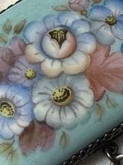 Exquisite Vintage Hand-painted Russian Rostov Floral Enamel Porcelain Brooch Pin