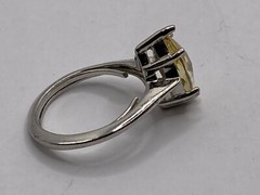 Vintage Avon Marquise-Shape Pale Yellow Stone in Silvertone Ring (Size 7)
