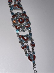 VCLM Victorian Style Silver Tone Bracelet, Blue Turquoise Coral Colors