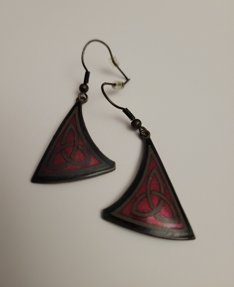 Vintage Sea Gems Celtic Lands Cloisonne Enamel Earrings