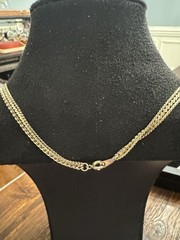 Vintage Gold Tone Triple Strand Layered Chain Necklace Multi Chain Statement