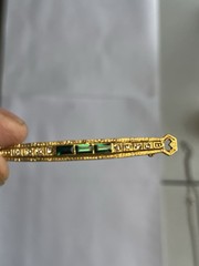 GOLDTONE BAR BROOCH RHINESTONES GREEN AND WHITE 2.25” St. Patrick’s Day