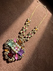 Vintage Multicolored Jeweled Statement Necklace – Bold Bohemian Style