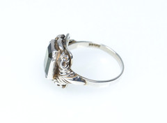 835 Silver Antique Jugendstil Ring Natural Green 4.00 ct Tourmaline